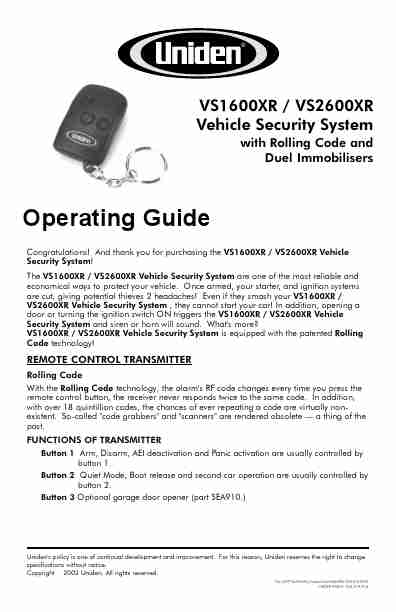 Uniden Automobile Alarm VS1600XR-page_pdf